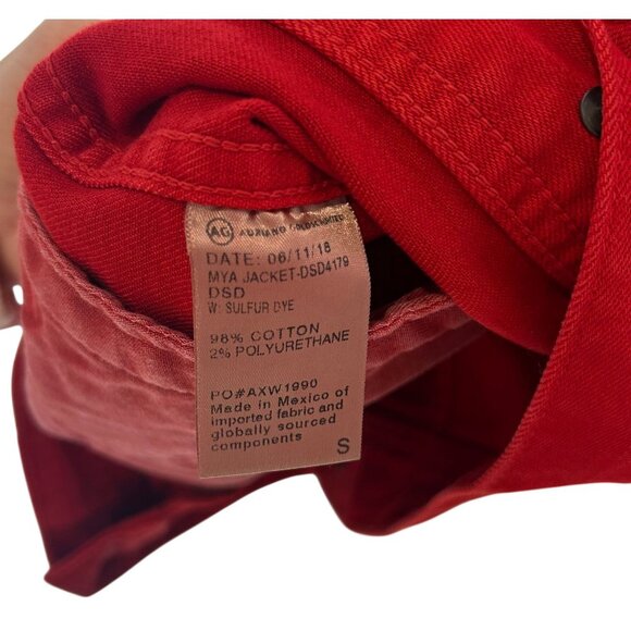 AG Jeans Mya Denim Jacket Women's Size Small in Sulfur Dye Red New Without Tags! - Picture 5 of 6